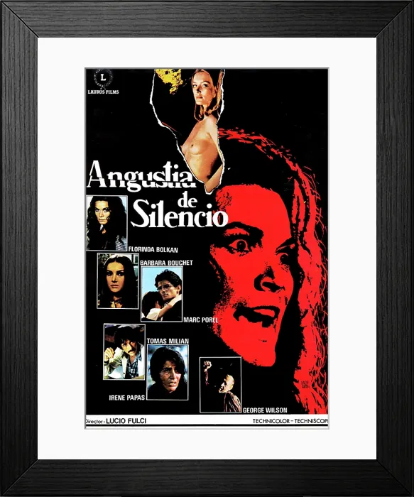 Framed Print : DON'T TORTURE A DUCKLING, (aka NON SI SEVIZIA UN PAPERINO, aka ANGUSTIA DE SILENCIO), Spanish poster art, Florinda Bolkan (top left, and in red), Barbara Bouchet (top)