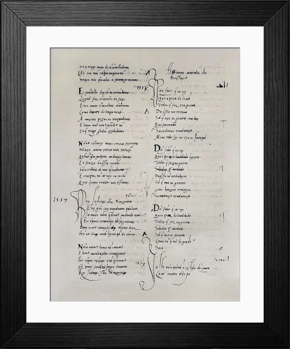 Framed Print : MENDES DE BESTEIROS, Alfonso. Cantiga by Alfonso Mendes. Poem n 1558. Cod. 10941. PORTUGAL. Lisbon. National Library. AISA / Everett Collection**US SALES ONLY**