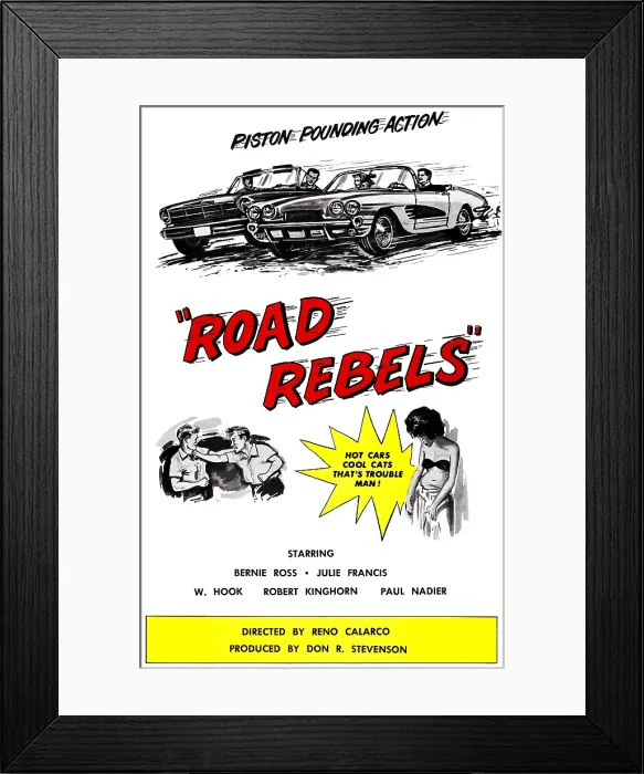 Framed Print : ROAD REBELS, one-sheet poster art, 1964