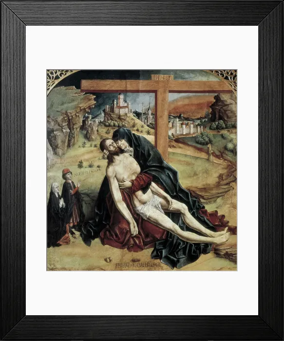 Framed Print : GALLEGO, Fernando (1440-1507). Piet with Two Donors. ca. 1470. Oil on wood. SPAIN. Madrid. Prado Museum. AISA / Everett Collection**US SALES ONLY** Framed Print : GALLEGO, Fernando (1440-1507). Piet with Two Donors. ca. 1470. Oil on wood. SPAIN. Madrid. Prado Museum. AISA / Everett Collection**US SALES ONLY**