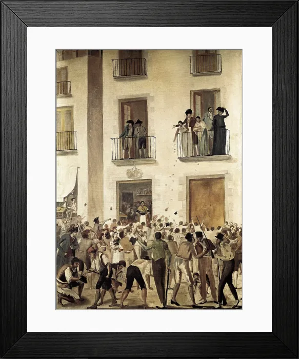 Framed Print : Spain. Peninsular War (1808-1814). Distribution of patriotic rosettes to the people of Manresa. Painting. AISA / Everett Collection**US SALES ONLY**