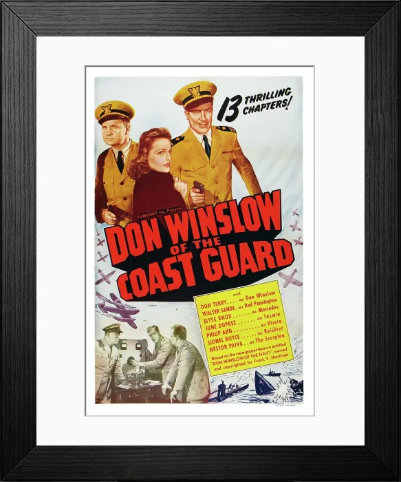 Framed Print : DON WINSLOW OF THE COAST GUARD, US poster art, top from left: Walter Sande, Elyse Knox, Don Terry, 1943