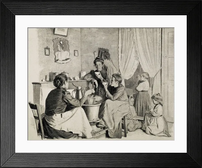 Framed Print : Miners women taking a coffe. Engraving. AISA / Everett Collection**US SALES ONLY**