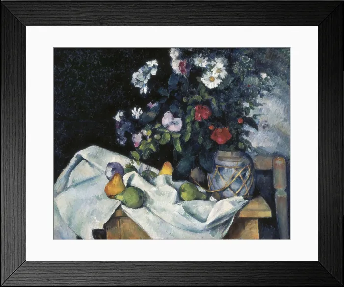 Framed Print : CEZANNE, Paul (1839-1906). Still Life with Flowers and Fruits. 1888-1890. Post-Impressionism. Oil on canvas. GERMANY. Berlin. New National Gallery Framed Print : CEZANNE, Paul (1839-1906). Still Life with Flowers and Fruits. 1888-1890. Post-Impressionism. Oil on canvas. GERMANY. Berlin. New National Gallery