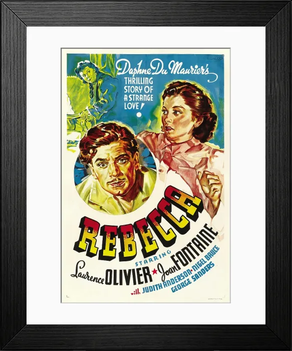 Framed Print : REBECCA, bottom from left: Laurence Olivier, Joan Fontaine, 1940
