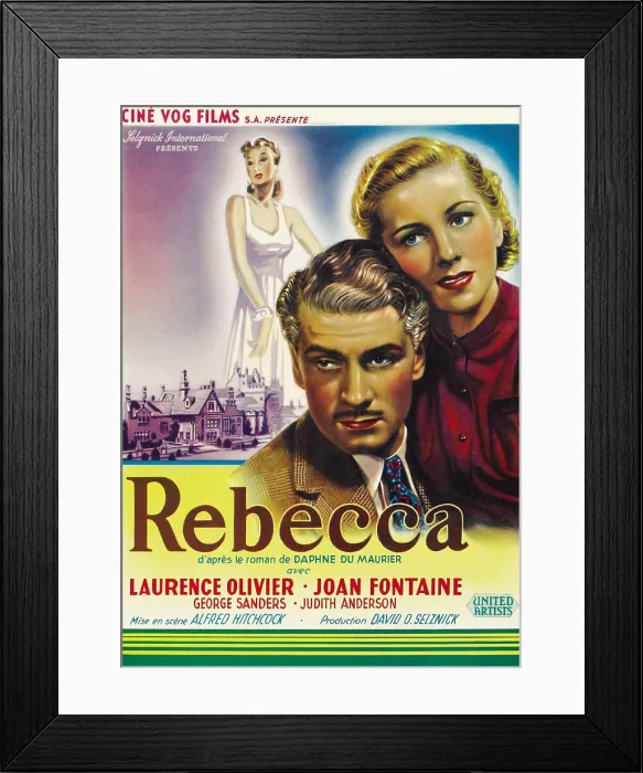 Framed Print : REBECCA, l-r: Laurence Olivier, Joan Fontaine on Belgian poster art, 1940 Framed Print : REBECCA, l-r: Laurence Olivier, Joan Fontaine on Belgian poster art, 1940