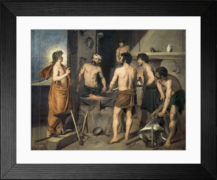 Framed Print : VELAZQUEZ, Diego Rodrguez de Silva (1599-1660). The Forge of Vulcan. 1630. Apollo visits Vulcan and informs him of the affair between his wife Venus and Mars. Baroque art