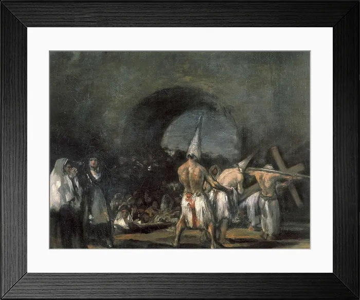Framed Print : GOYA Y LUCIENTES, Francisco de (1746-1828). Scene of Flagellants. s.XIX. Work attributed to Goya. Oil on canvas. SPAIN. Madrid. Lzaro Galdiano Foundation
