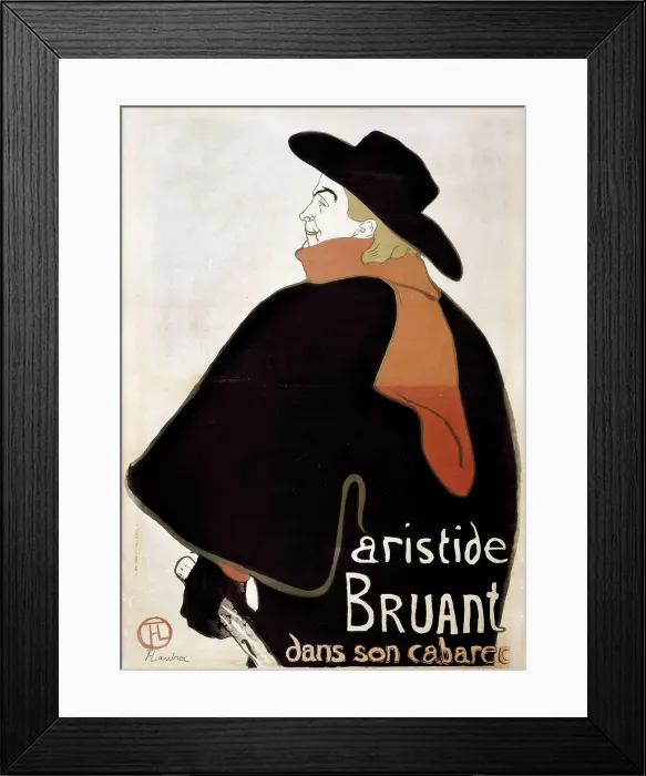 Framed Print : TOULOUSE-LAUTREC, Henri de (1864-1901). Aristide Bruant in his Cabaret. 1892. Post-Impressionism. Litography. FRANCE. Albi. Toulouse-Lautrec Museum