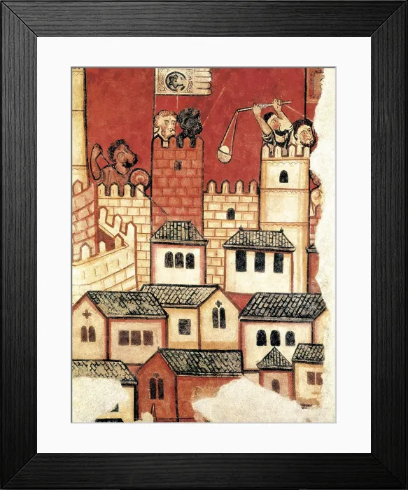 Framed Print : The Conquest of Majorca. 1285 - 1290. Detail of the assault on the ciutat of Mallorca