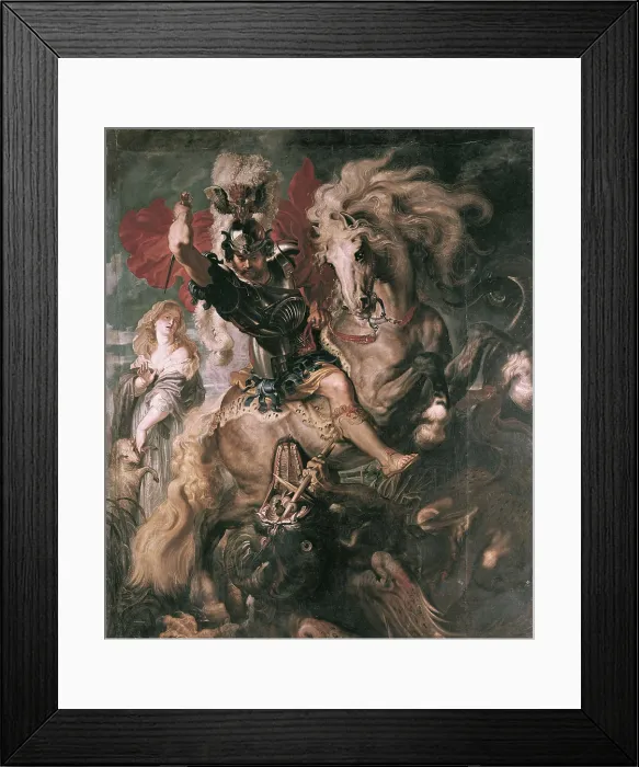 Framed Print : RUBENS, Peter Paul (1577-1640). The Combat Between Saint George and the Dragon. 1606. Flemish art. Oil on canvas. SPAIN. Madrid. Prado Museum