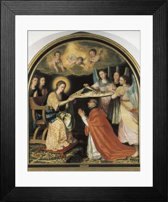 Framed Print : SANCHEZ COTAN, Juan (1561-1627). Presentation of the Chasuble to Saint Ildefonso. Oil on canvas. SPAIN. Granada. Museums of Fine Arts of Granada