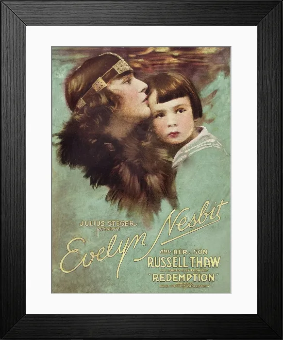 Framed Print : REDEMPTION, l-r: Evelyn Nesbit, Russell Thaw on poster art, 1917