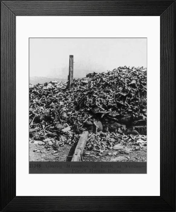 Framed Print : World War 1: Battle of Verdun. Human bones were the ghastly mementos of battle at Verdun