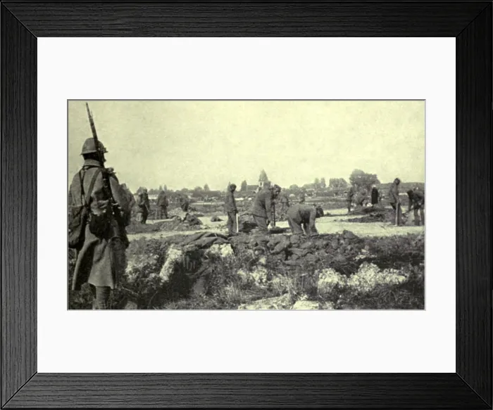 Framed Print : World War 1: Battle of Verdun. German prisoners repairing a vital road that was Verduns supply line. 1916. (BSLOC_2013_1_105)