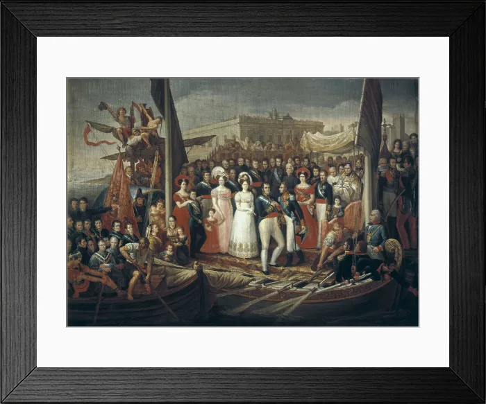 Framed Print : APARICIO INGLADA, Jos (1773-1838). Fernando VII disembarking in Puerto de Santa Mara on 1st October 1823. 1827
