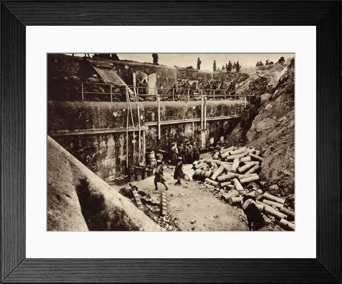 Framed Print : World War 1 in East Asia. Interior of the fortress of Iltis at Tsingtao, China, after it had been destroyed by British and Japanese shells