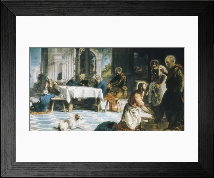 Framed Print : TINTORETTO, Jacopo Robusti, called Il (1518-1594). The Maundy (Christ Washing the Disciples Feet). 1547. Work painted for the church of San Marcuola in Venice