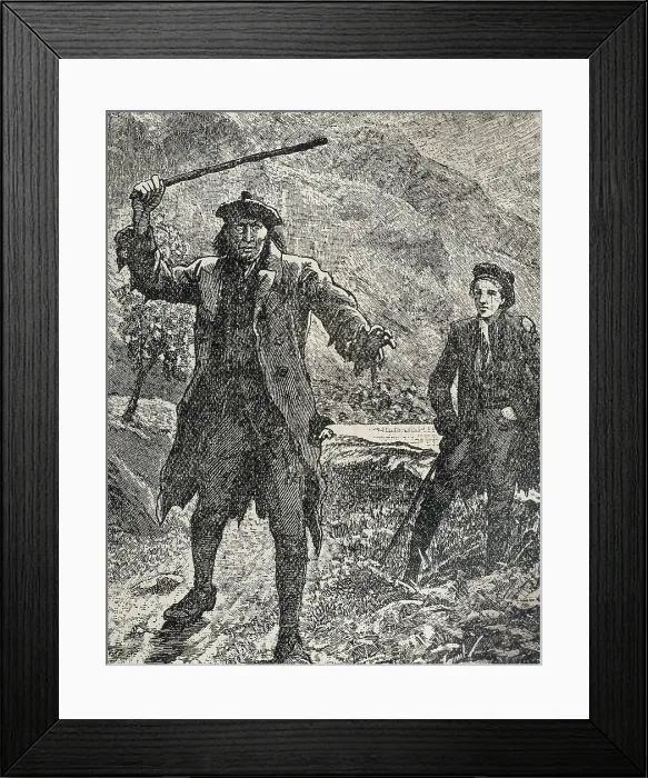 Framed Print : STEVENSON, Robert Louis (1850-1894). 'Kidnapped'. Illustratin. Etching. SPAIN. Barcelona. Biblioteca de Catalunya (National Library of Catalonia)