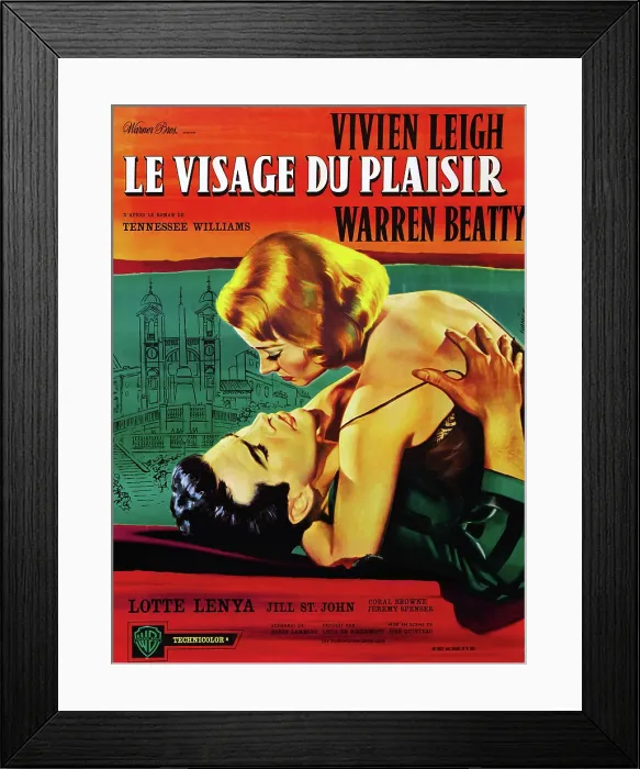 Framed Print : THE ROMAN SPRING OF MRS. STONE, (aka LE VISAGE DU PLAISIR), from top: Vivien Leigh, Warren Beatty on French poster art, 1961 Framed Print : THE ROMAN SPRING OF MRS. STONE, (aka LE VISAGE DU PLAISIR), from top: Vivien Leigh, Warren Beatty on French poster art, 1961