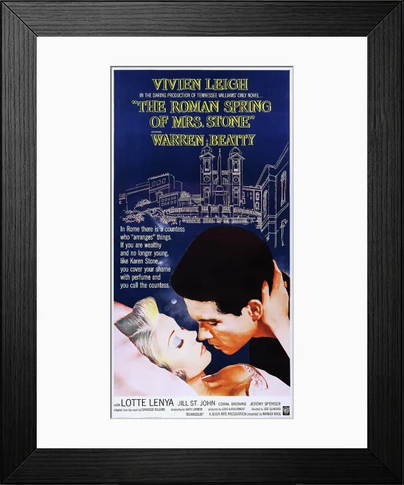 Framed Print : THE ROMAN SPRING OF MRS. STONE, US poster art, from left: Vivien Leigh, Warren Beatty, 1961