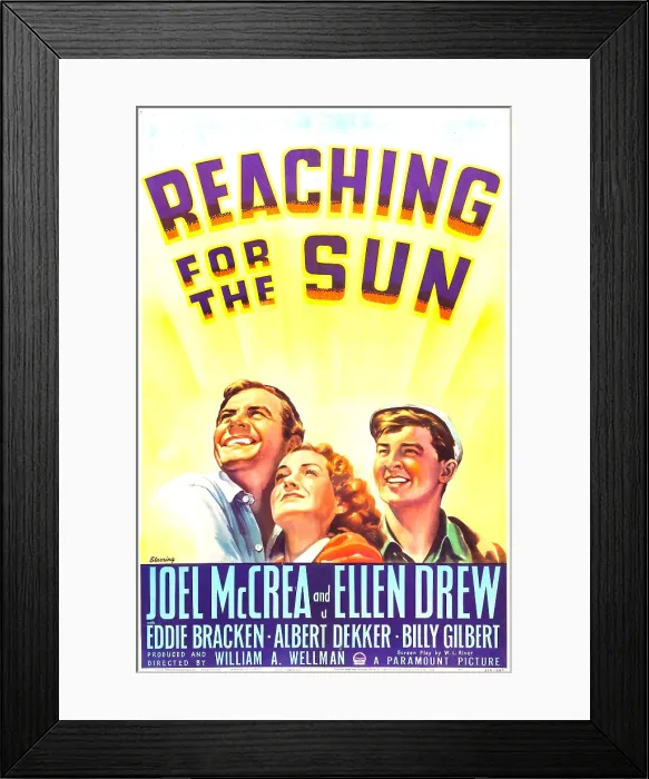 Framed Print : REACHING FOR THE SUN, US poster, from left: Joel McCrea, Ellen Drew, Eddie Bracken, 1941 Framed Print : REACHING FOR THE SUN, US poster, from left: Joel McCrea, Ellen Drew, Eddie Bracken, 1941
