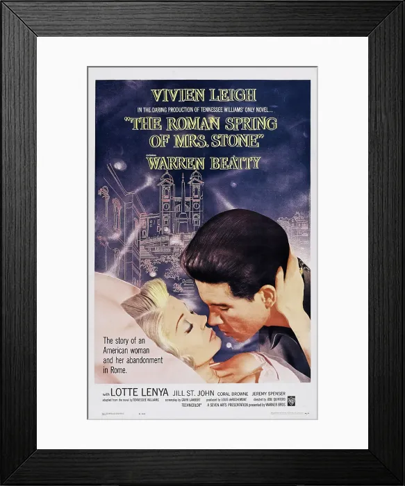 Framed Print : THE ROMAN SPRING OF MRS. STONE, US poster, from left: Vivien Leigh, Warren Beatty, 1961