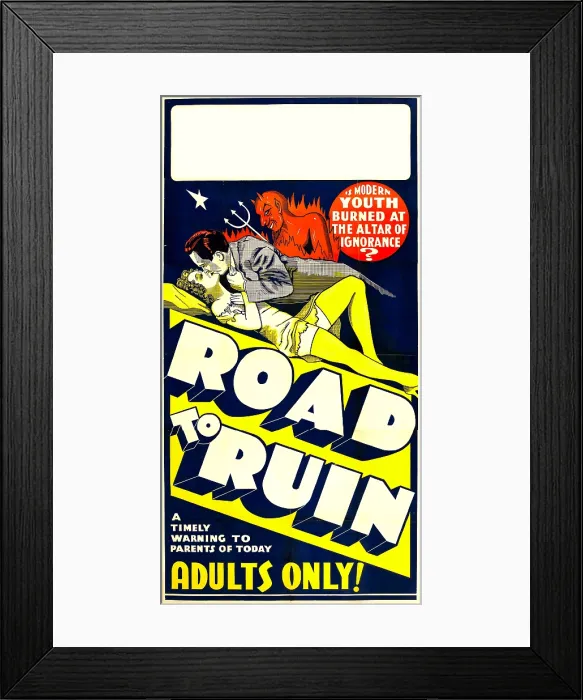 Framed Print : THE ROAD TO RUIN, poster art, 1934