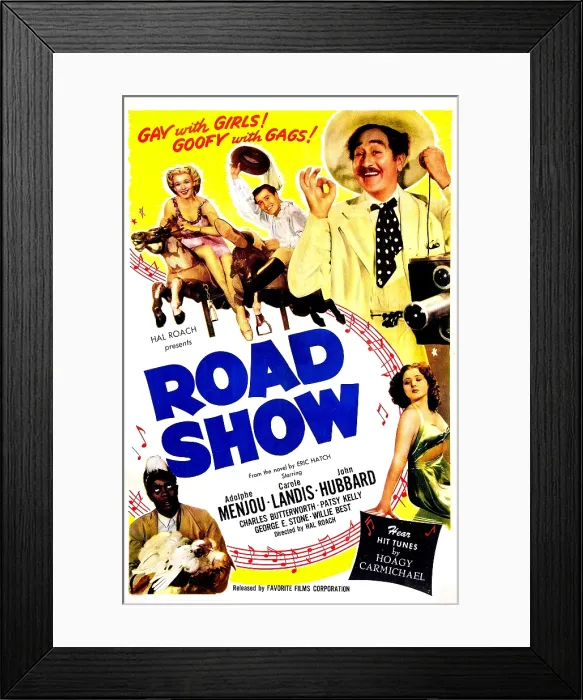 Framed Print : ROAD SHOW, US poster, from top: Carole Landis, John Hubbard, Adolphe Menjou, Patsy Kelly, Willie Best, 1941