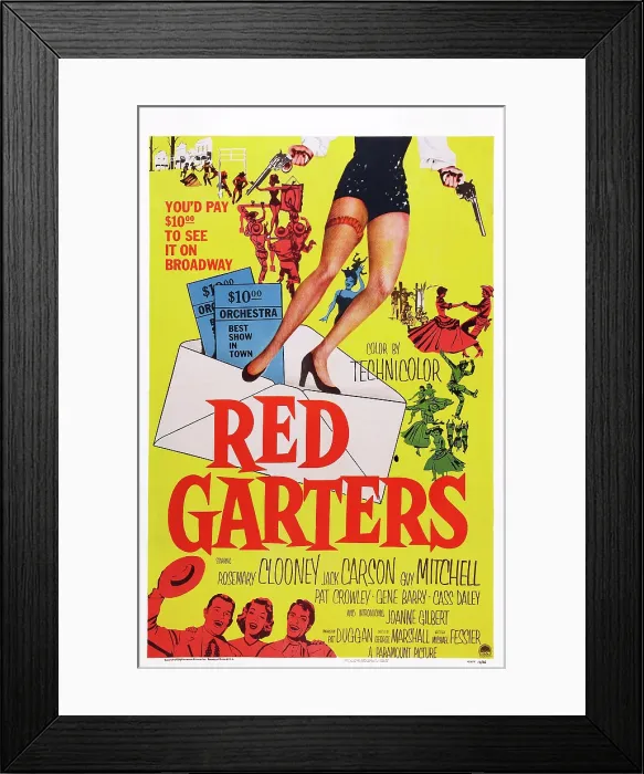 Framed Print : RED GARTERS, US poster, bottom from left: Jack Carson, Rosemary Clooney, Guy Mitchell, 1954