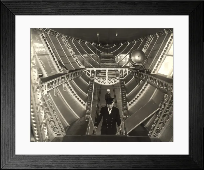 Framed Print : U.S. Navy men in Rear Control Car of a Dirigible, ca. 1933. The April 4, 1933 crash of the Navy Akron with the death of 73 crewmen heralded the end the dirigible fleet