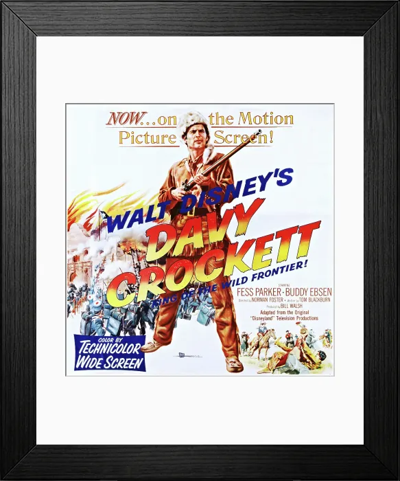 Framed Print : DAVY CROCKETT, KING OF THE WILD FRONTIER, Fess Parker on poster art, 1954