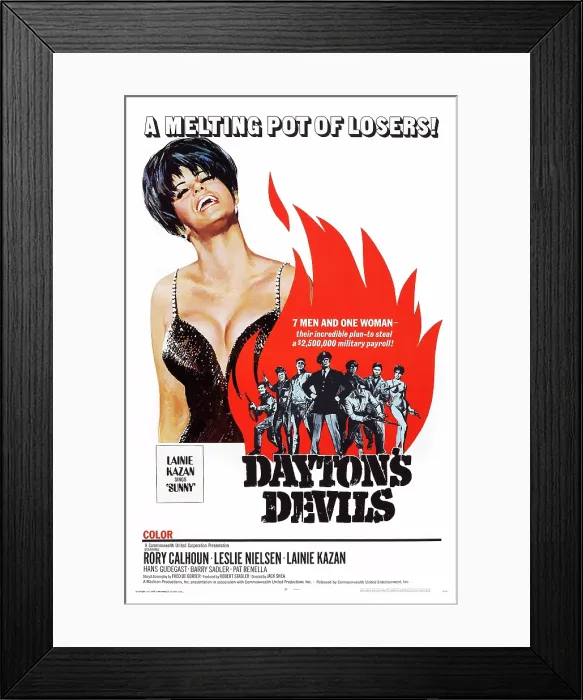 Framed Print : DAYTON'S DEVILS, US poster art, left: Lainie Kazan, 1968 Framed Print : DAYTON'S DEVILS, US poster art, left: Lainie Kazan, 1968
