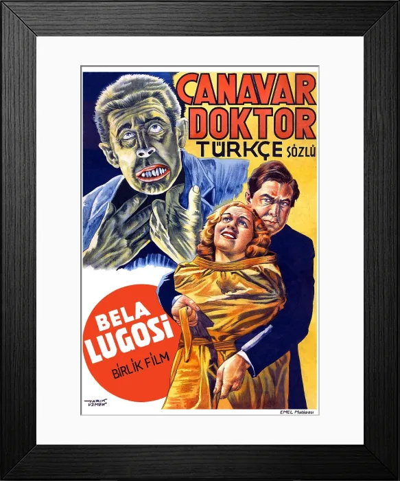 Framed Print : THE DARK EYES OF LONDON, (aka THE HUMAN MONSTER, aka DEAD EYES OF LONDON, aka CANAVAR DOKTOR), from left on Turkish poster art: Wilfred Walter, Greta Gynt, Bela Lugosi, 1940 Framed Print : THE DARK EYES OF LONDON, (aka THE HUMAN MONSTER, aka DEAD EYES OF LONDON, aka CANAVAR DOKTOR), from left on Turkish poster art: Wilfred Walter, Greta Gynt, Bela Lugosi, 1940