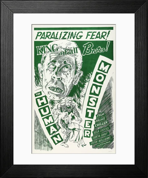 Framed Print : THE DARK EYES OF LONDON, (aka THE HUMAN MONSTER, aka DEAD EYES OF LONDON, aka CANAVAR DOKTOR), US poster art, 1940 Framed Print : THE DARK EYES OF LONDON, (aka THE HUMAN MONSTER, aka DEAD EYES OF LONDON, aka CANAVAR DOKTOR), US poster art, 1940