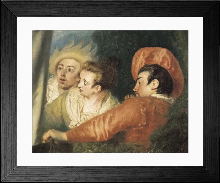 Framed Print : WATTEAU, Jean-Antoine (1684-1721). Pierrot also known as Gilles. ca. 1718 - ca. 1719. Right lower detail. Rococo art. Oil on canvas. FRANCE. Paris. Louvre Museum