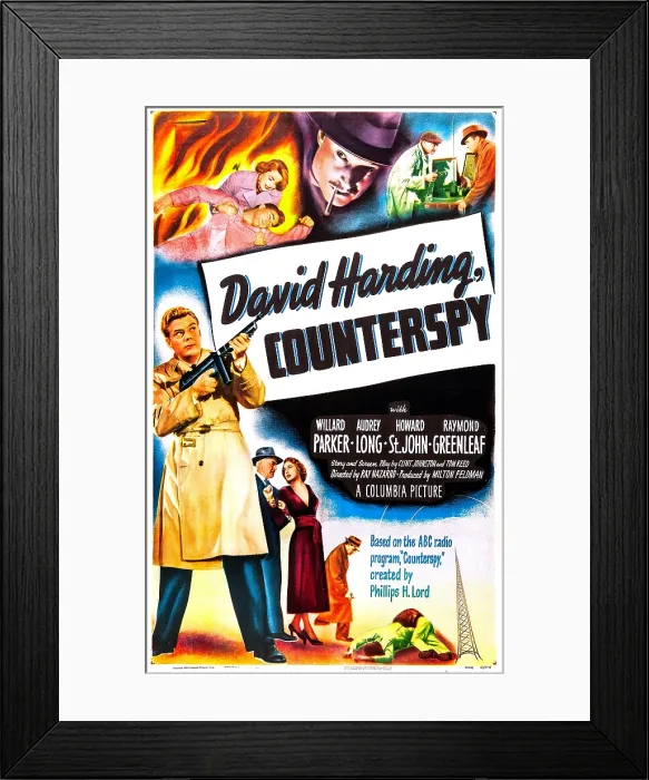 Framed Print : DAVID HARDING, COUNTERSPY, US poster, Willard Parker (left), 1950