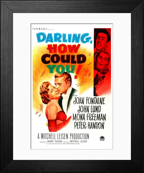 Framed Print : DARLING, HOW COULD YOU!, US poster, left from left: Joan Fontaine, John Lund, right from top: Peter Hanson, Mona Freeman, 1951 Framed Print : DARLING, HOW COULD YOU!, US poster, left from left: Joan Fontaine, John Lund, right from top: Peter Hanson, Mona Freeman, 1951
