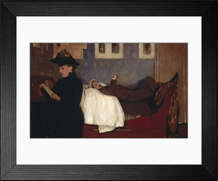 Framed Print : RUSIOL i PRATS, Sainttiago (1861-1931). Paris Studio. c.1892. The figure of the couch seems to be Miguel Utrillo. Modernism. Oil on canvas