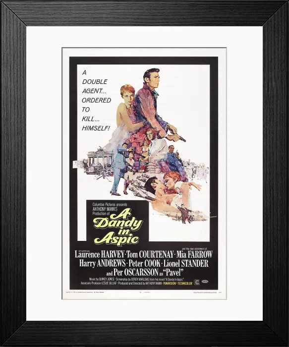 Framed Print : A DANDY IN ASPIC, top from left: Mia Farrow, Laurence Harvey, 1968