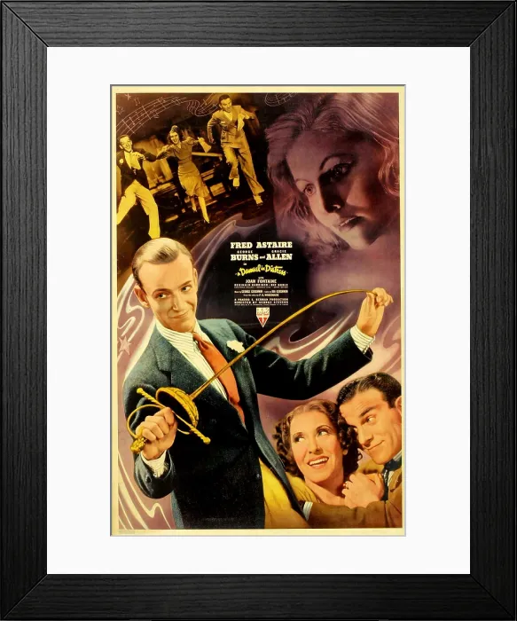 Framed Print : A DAMSEL IN DISTRESS, top left from left: Fred Astaire, Gracie Allen, George Burns, top right: Joan Fontaine, bottom from left: Fred Astaire, Gracie Allen, George Burns, 1937