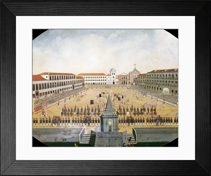Framed Print : JOAQUIM, Leandro (1738-1798). Military Parade at Royal Square in Rio de Janeiro. 2nd half 18th c. Oil on canvas. BRAZIL. Rio de Janeiro. National Historical Museum Framed Print : JOAQUIM, Leandro (1738-1798). Military Parade at Royal Square in Rio de Janeiro. 2nd half 18th c. Oil on canvas. BRAZIL. Rio de Janeiro. National Historical Museum