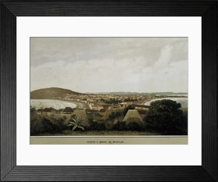 Framed Print : Mexico. Mazatln on the shore of Pacific Ocean (1880). Litography. AISA / Everett Collection**US SALES ONLY** Framed Print : Mexico. Mazatln on the shore of Pacific Ocean (1880). Litography. AISA / Everett Collection**US SALES ONLY**