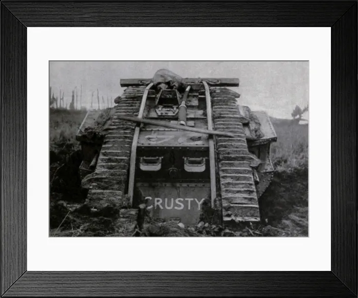 Framed Print : World War 1. British Mark IV Tank named Crusty prior to battle of Cambrai. 1917. (BSLOC_2013_1_150)
