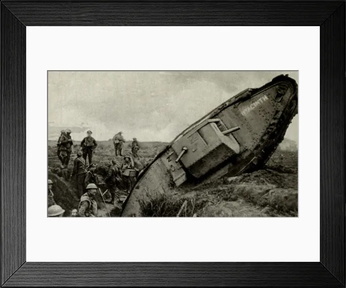 Framed Print : World War 1. British Tanks on the Western Front. A tank named Hyacinth stuck after falling into the second trench system of the Hindenburg Line. Ca. 1917. (BSLOC_2013_1_151) Framed Print : World War 1. British Tanks on the Western Front. A tank named Hyacinth stuck after falling into the second trench system of the Hindenburg Line. Ca. 1917. (BSLOC_2013_1_151)
