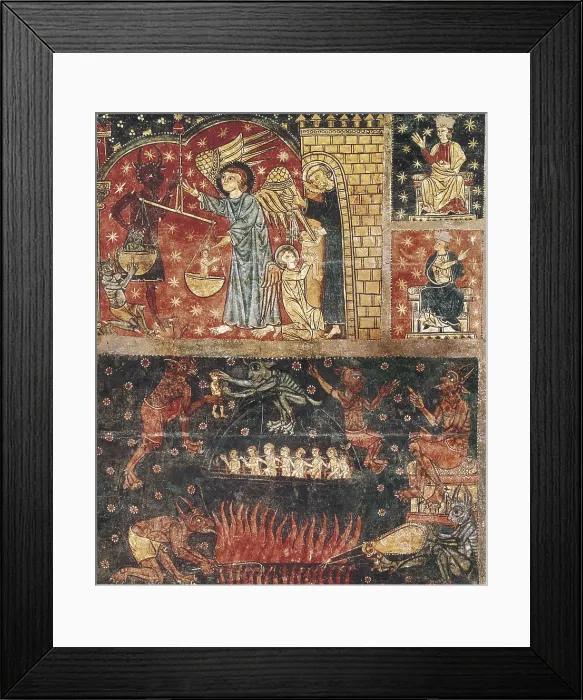 Framed Print : SORIGUEROLA, Master of (half 13th century)). Panel of Saint Michael. end 13th c
