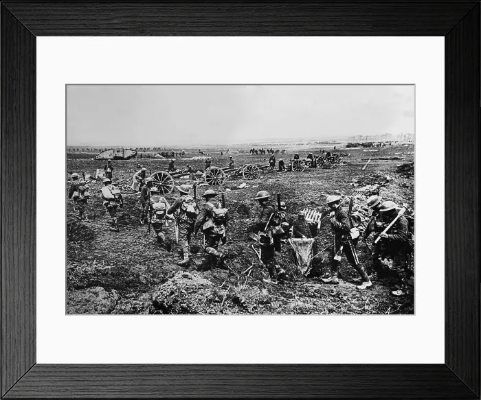 Framed Print : World War 1. British Empire forces grouping near Arras to attack German defenses