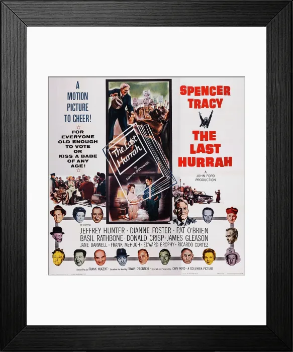 Framed Print : THE LAST HURRAH, US poster art, bottom row, first six people from left: Jane Darwell, Frank McHugh, Edward Brophy, Ricardo Cortez, Wallace Ford, John Carradine; top row