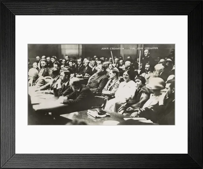 Framed Print : John and Mary Creighton on trial (identified by arrows), June 18, 1923 Framed Print : John and Mary Creighton on trial (identified by arrows), June 18, 1923