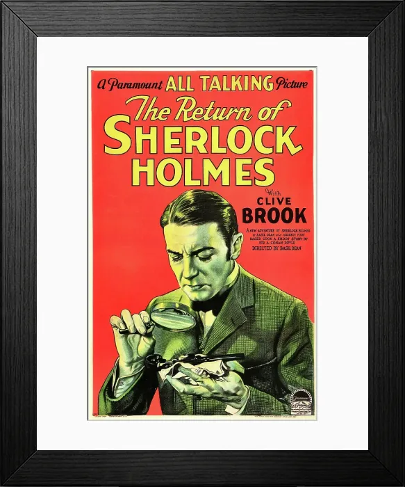 Framed Print : THE RETURN OF SHERLOCK HOLMES, US poster art, Clive Brook as Sherlock Holmes, 1929 Framed Print : THE RETURN OF SHERLOCK HOLMES, US poster art, Clive Brook as Sherlock Holmes, 1929